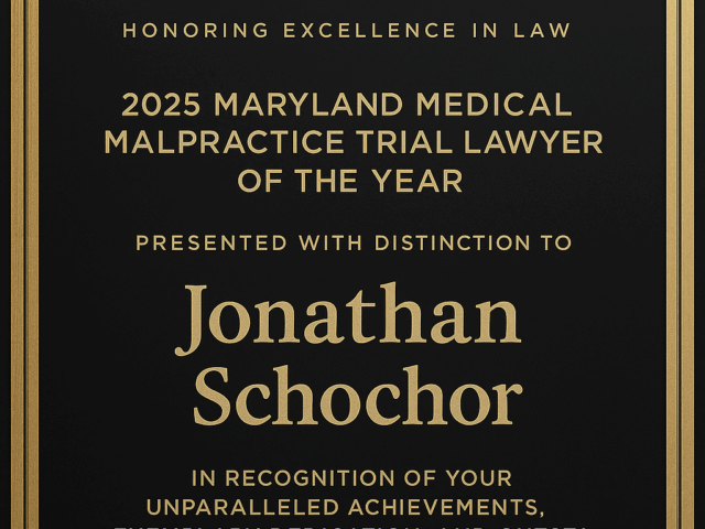 Jonathan Schochor Named 2025 Maryland Medical Malpractice Trial Lawyer of the Year